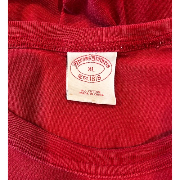 Brooks Brothers Men's Long Sleeve T-Shirt XL Cotton Red Crew Neck Tee Sheep Logo - Picture 6 of 6